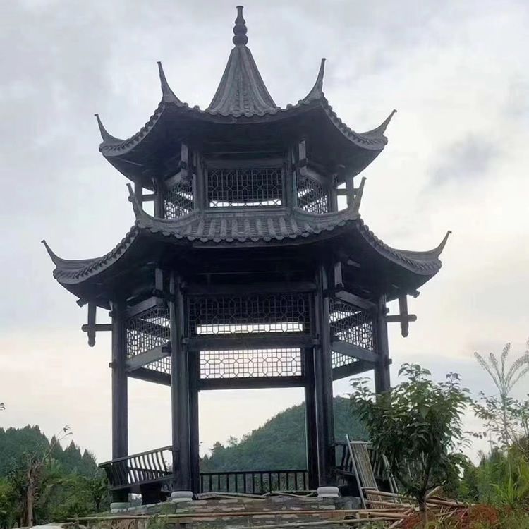 雙層六角古建涼亭