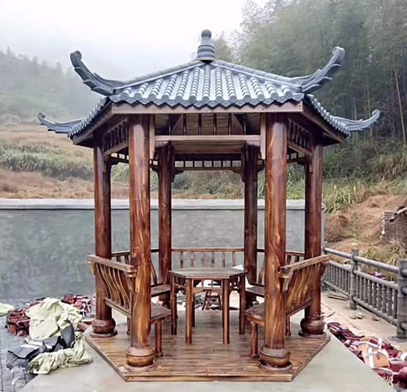 六角樹脂瓦涼亭