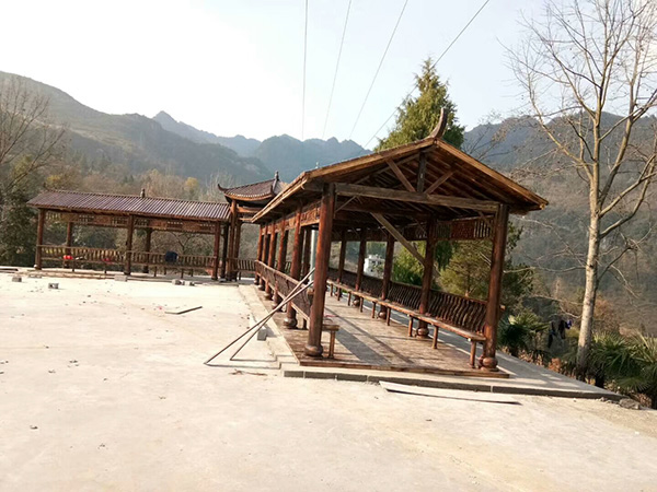 直角防腐木長廊效果圖