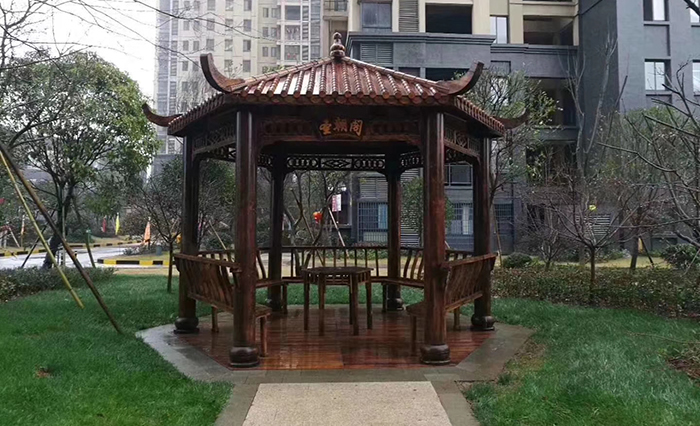 六角防腐木涼亭