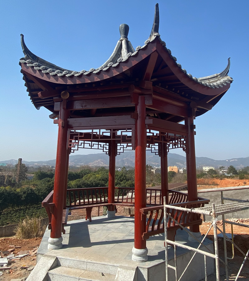 古建六角防腐木涼亭