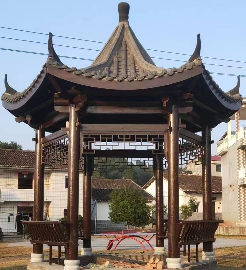 六角防腐木涼亭