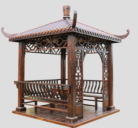 防腐木四角涼亭
